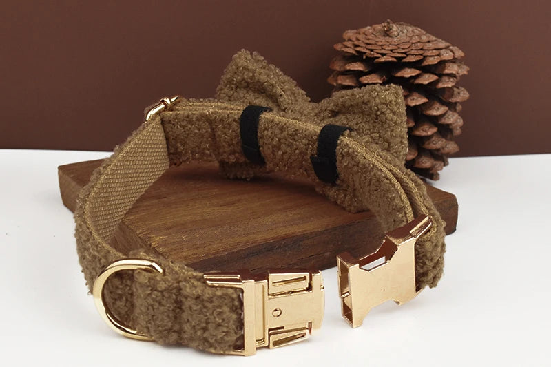 Lambskin Personalized Dog Collar, Leash & Harness Set