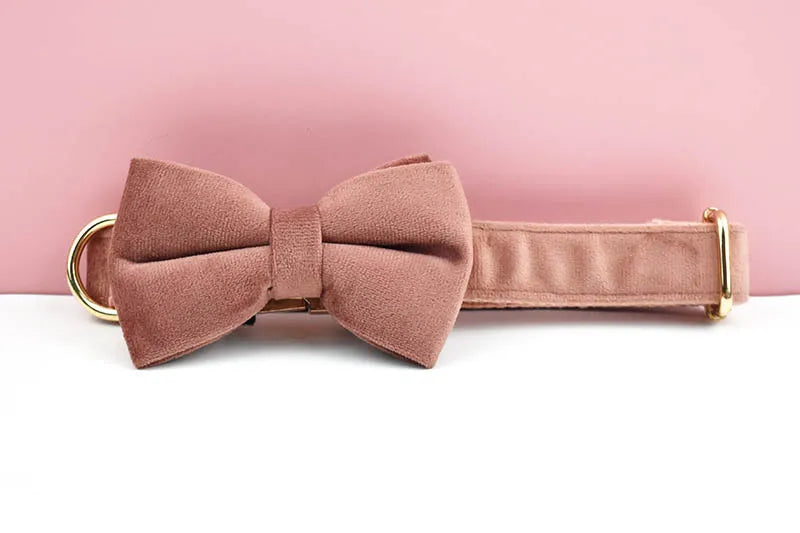 Pink Velvet Personalized Dog Collar, Leash & Harness Set