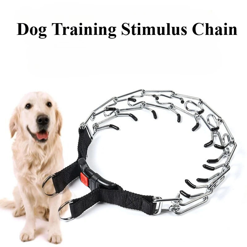 Metal Dog Training Collar – Detachable Stainless Steel Chain with Quick-Release Buckle