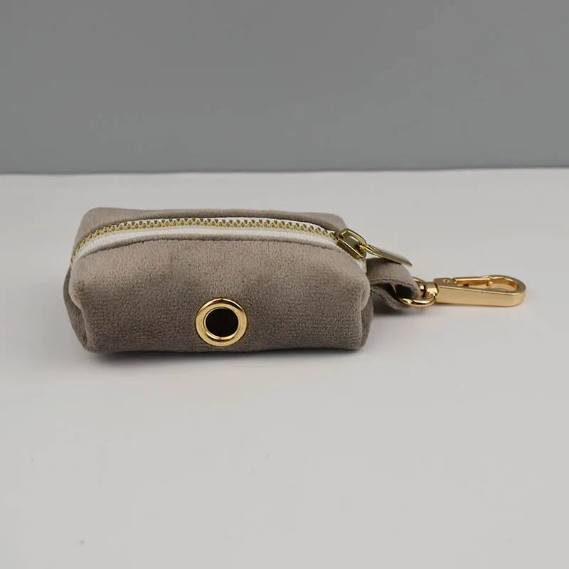 Light grey Velvet Personalized Dog Collar, Leash & Harness Set