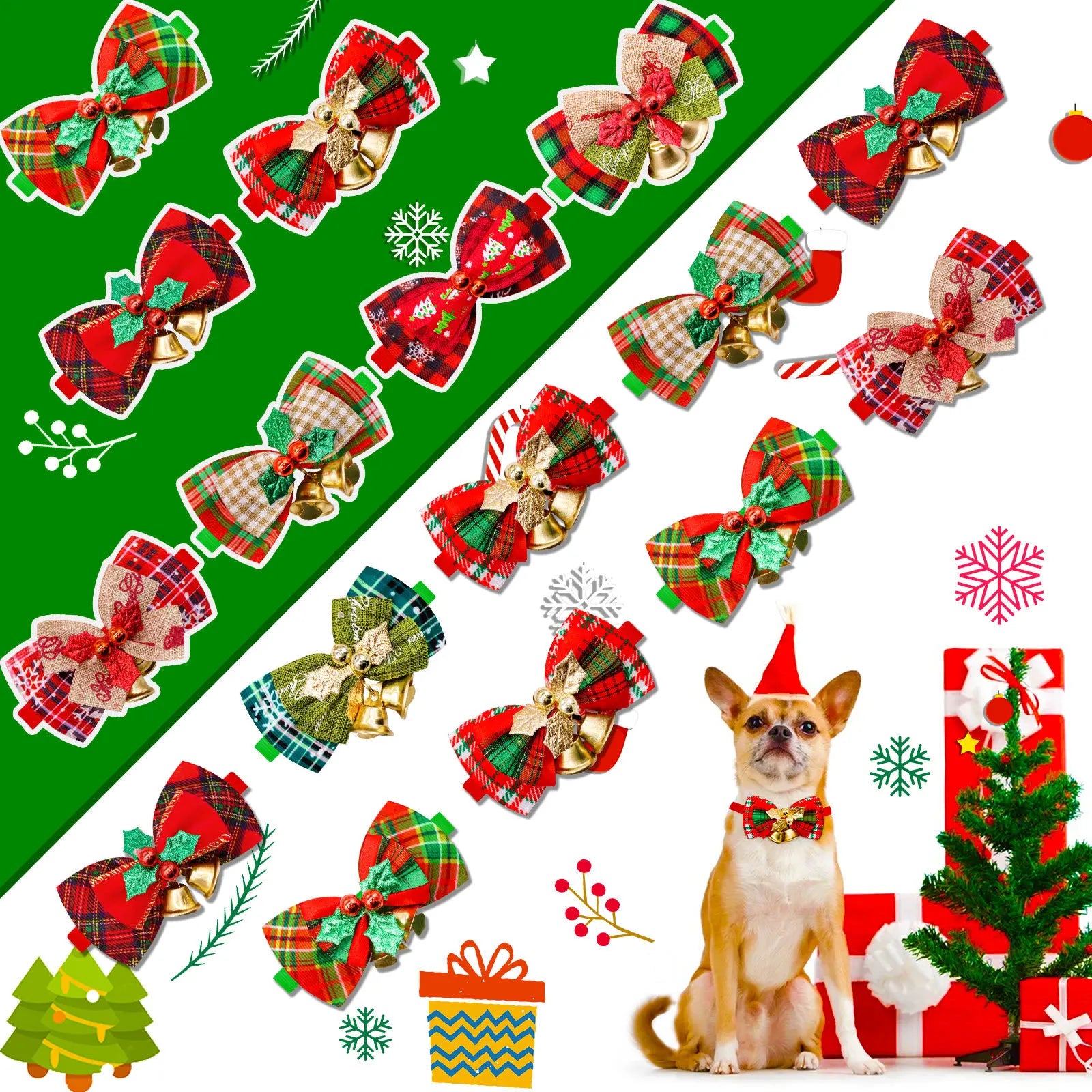 Christmas Dog Collar with Bell & Tie – Festive Adjustable Collar for Dogs & Cats