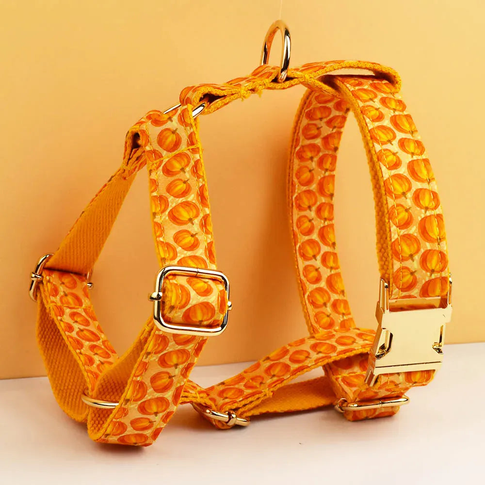 DDPaws  Harness / XS Halloween Pumpkin Print Set