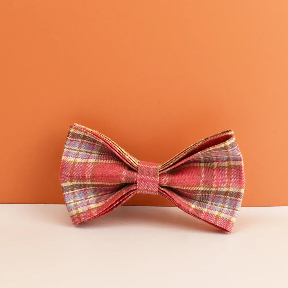 Engraved Plaid Pink Dog Collar Leash Harness Set