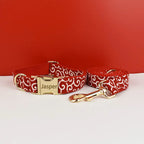 DDPaws  Collar leash set01 / L Custom Soft Collars Pet Accessories with Personalized Dog Collar Leashes Harness Bow Tie
