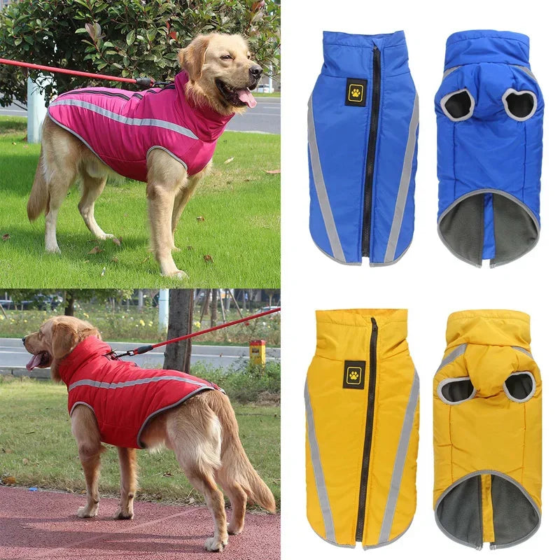 Waterproof Winter Dog Coat – Padded Fleece Jacket for Large Dogs