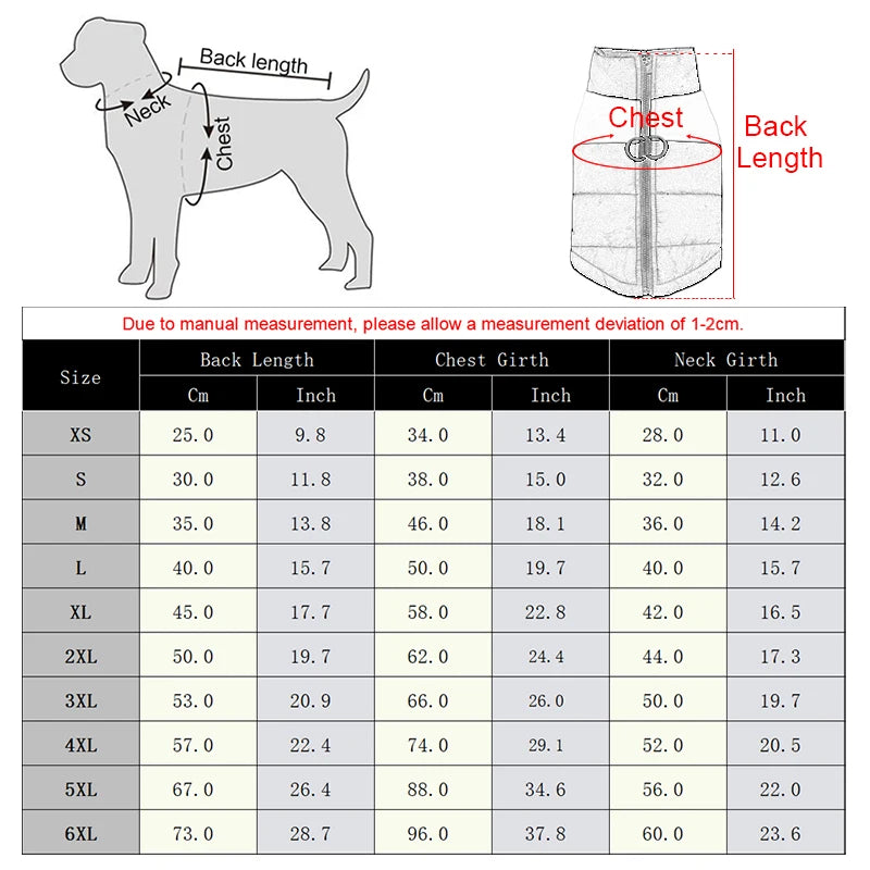 Waterproof Winter Dog Coat – Warm, Windproof Jacket for Small to Large Breeds