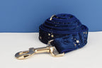 Dark Blue Personalized Dog Collar, Leash & Harness Set
