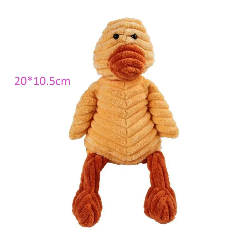 Plush Animal Dog Toy – Corduroy Squeaky Chew Toy for Small & Large Dogs