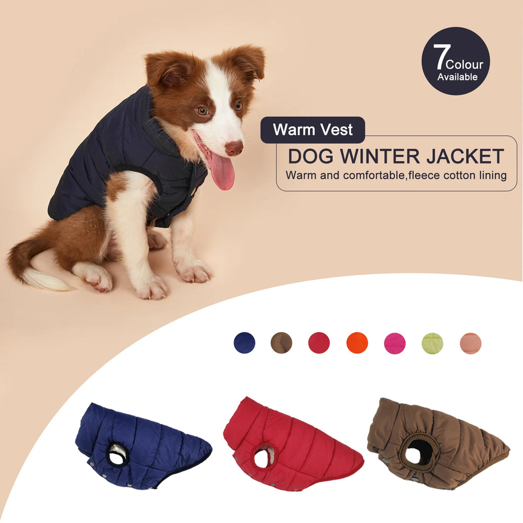 Winter Fleece Dog Jacket – Warm, Cold-Proof Coat for Small, Medium & Large Dogs