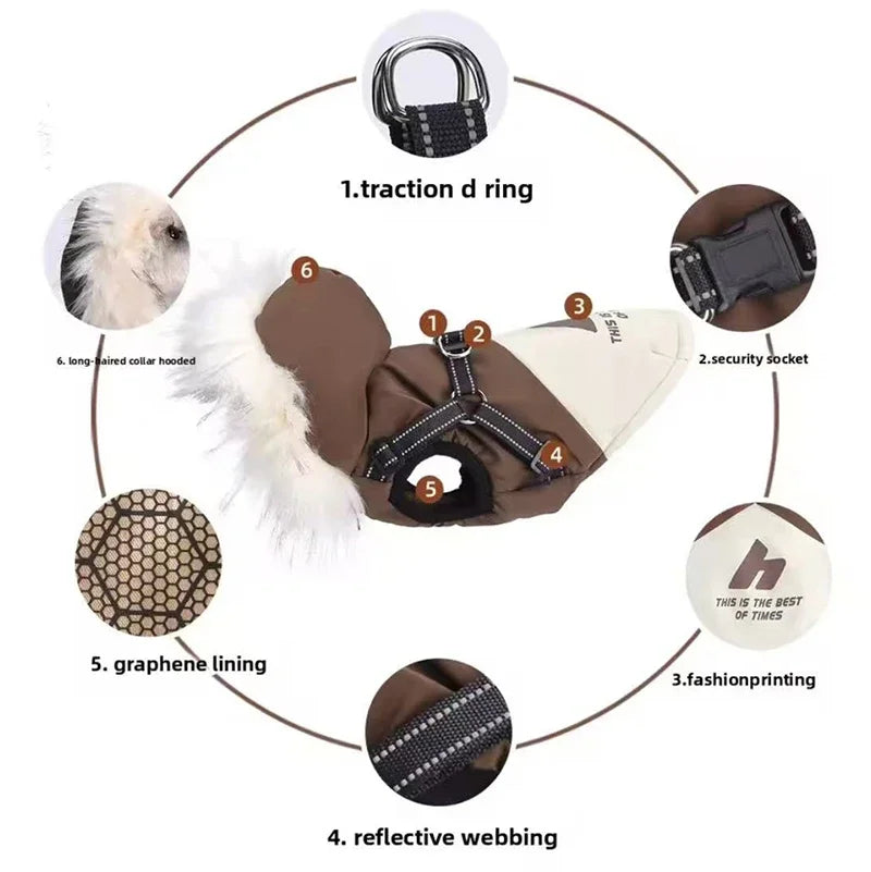 Fleece Hooded Dog Winter Coat – Soft Plush Cotton Vest for Warmth and Comfort