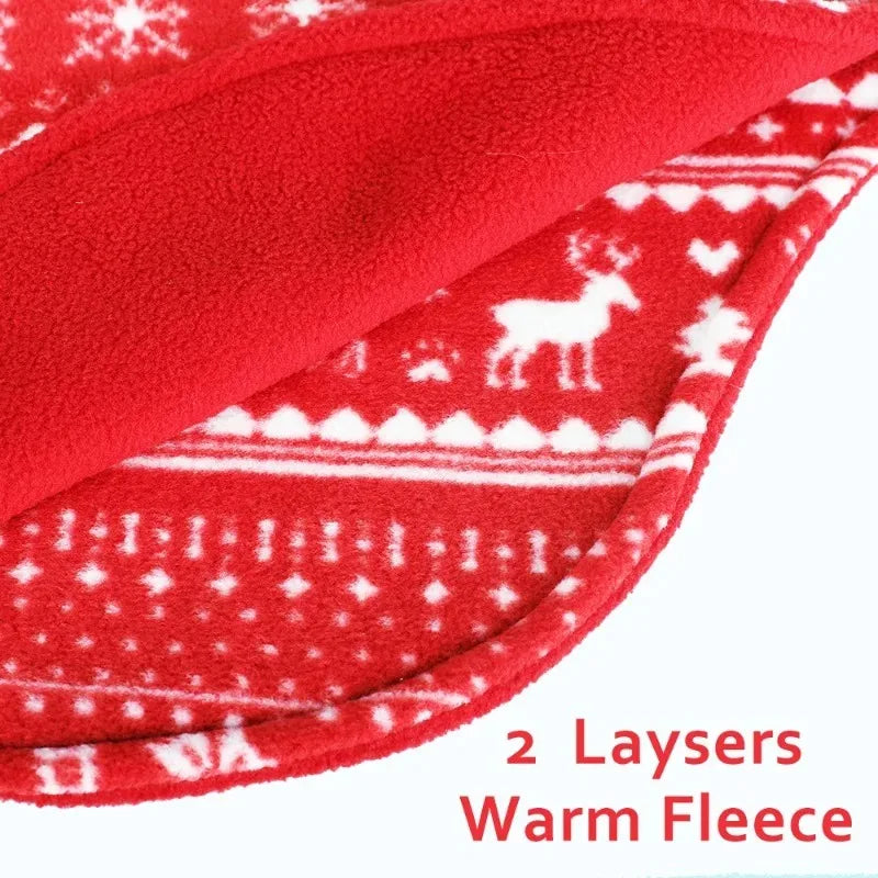 Reversible Christmas Dog Jacket – Double-Layer Fleece Winter Coat for Small, Medium & Large Dogs