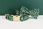 Green Soft Cotton Personalized Dog Collar, Leash & Harness Set