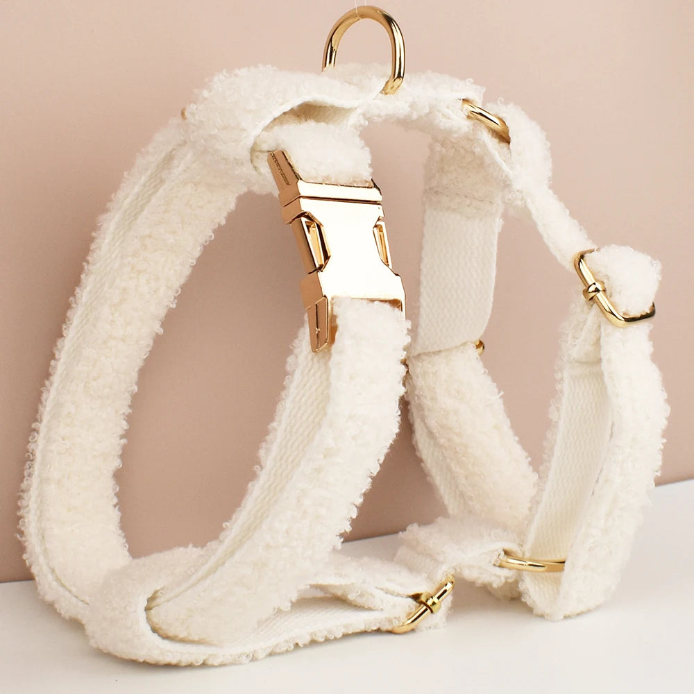 Wedding Handmade Knitted Personalized Dog Collar, Leash & Harness Set