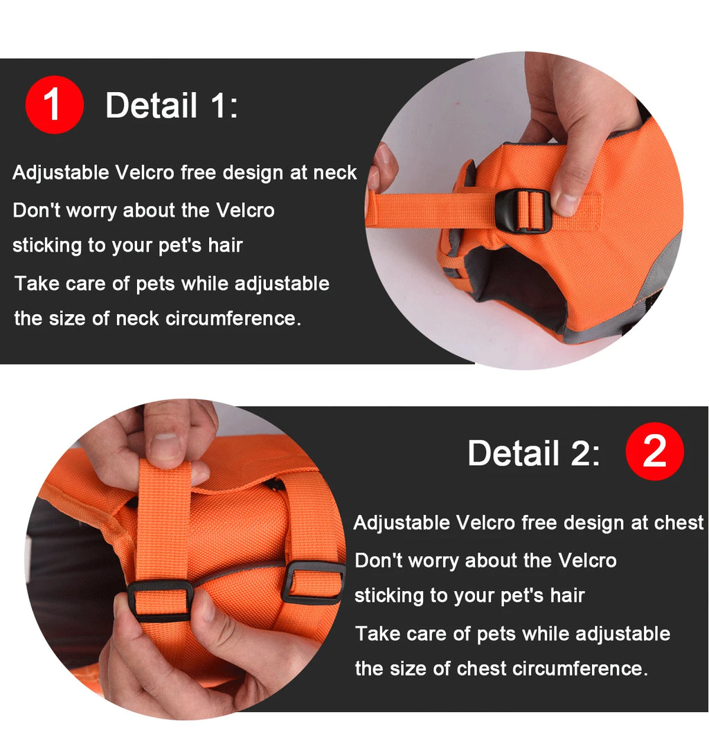 High Buoyancy Dog Life Jacket – Reflective Safety Vest with Rescue Handle for Small, Medium & Large Dogs