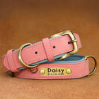 Personalized PU Leather Dog Collar – Soft Padded & Adjustable Custom ID Collar