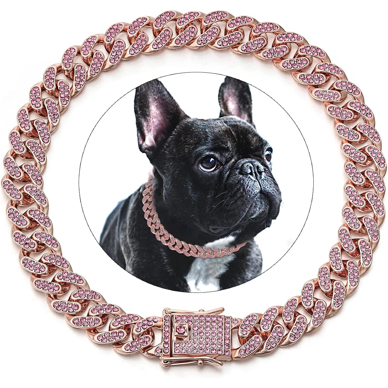 Diamond Cuban Chain Dog Collar – Luxury Pet Jewelry with Secure Buckle