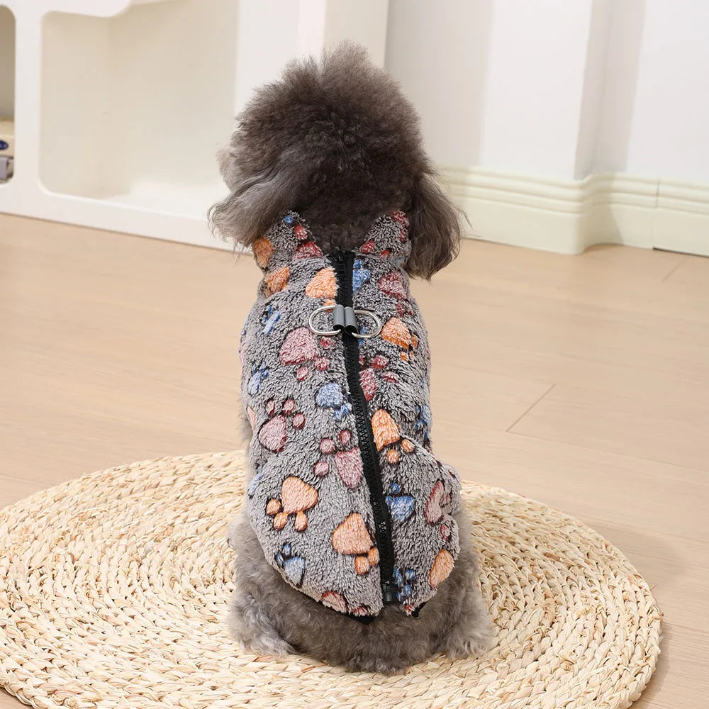 Fleece Winter Dog Jacket – Warm Adjustable Vest with D-Ring for Small Dogs