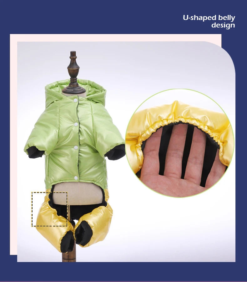 Waterproof Winter Dog Jacket – Warm Down Coat with Hood for Small Dogs