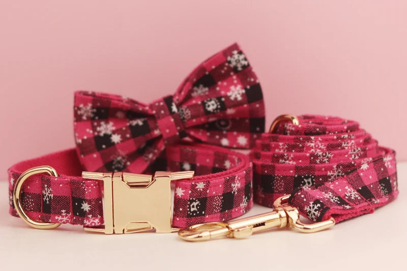 Christmas Personalized Dog Collar, Leash & Harness Set