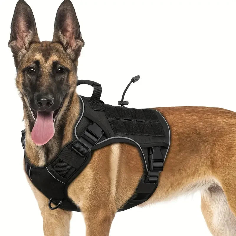 Adjustable Tactical Dog Harness – No-Pull Reflective Military Vest for Large Dogs