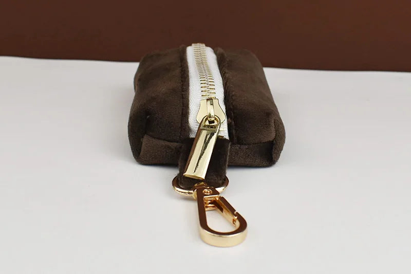 Dark Brown Velvet Personalized Dog Collar, Leash & Harness Set