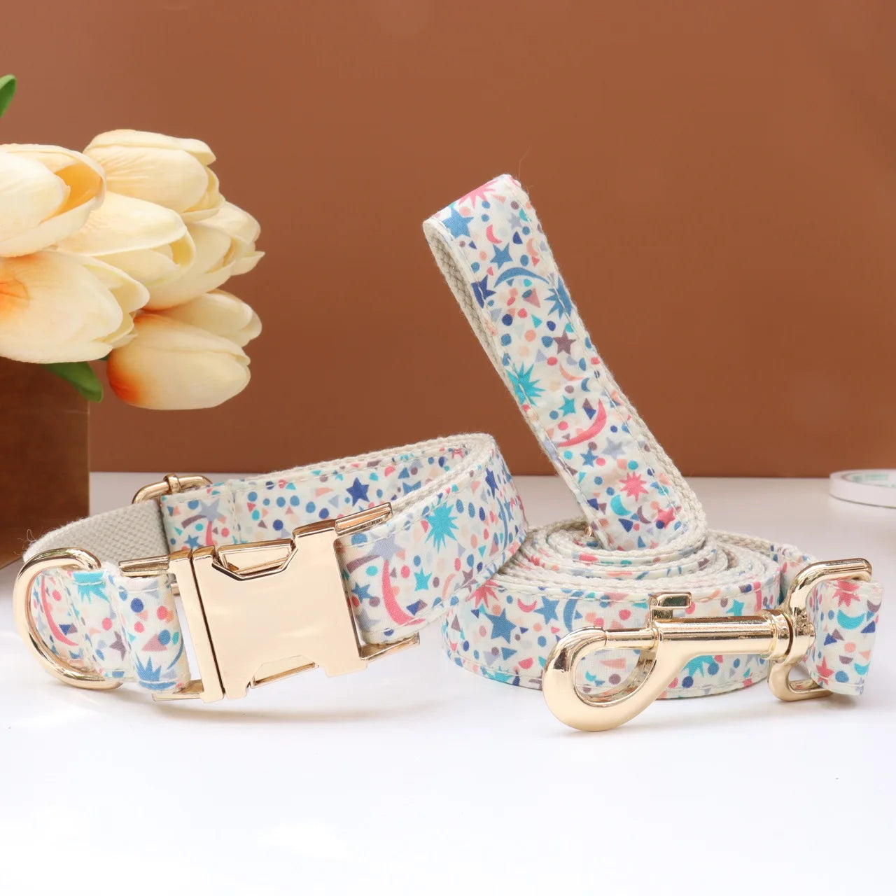 Personalized Dog Collar Bowtie Leash Set