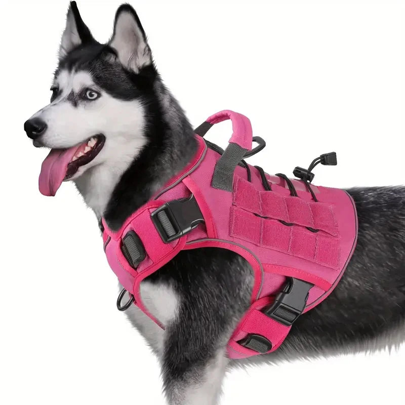 Adjustable Tactical Dog Harness – No-Pull Reflective Military Vest for Large Dogs