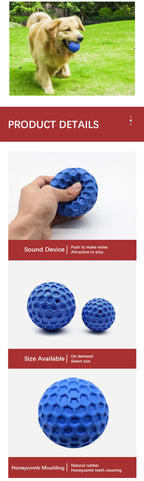 Honeycomb Rubber Dog Ball – Bite-Resistant Sound Toy for Play & Teeth Cleaning