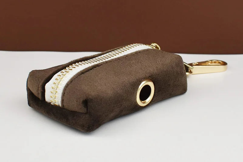 Dark Brown Velvet Personalized Dog Collar, Leash & Harness Set