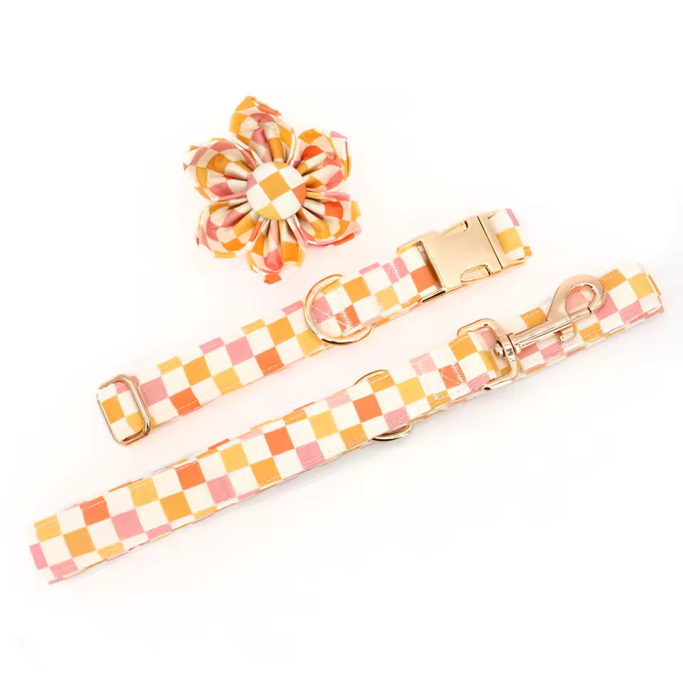 Sunset Picnic Floral Dog Collar and Leash Set