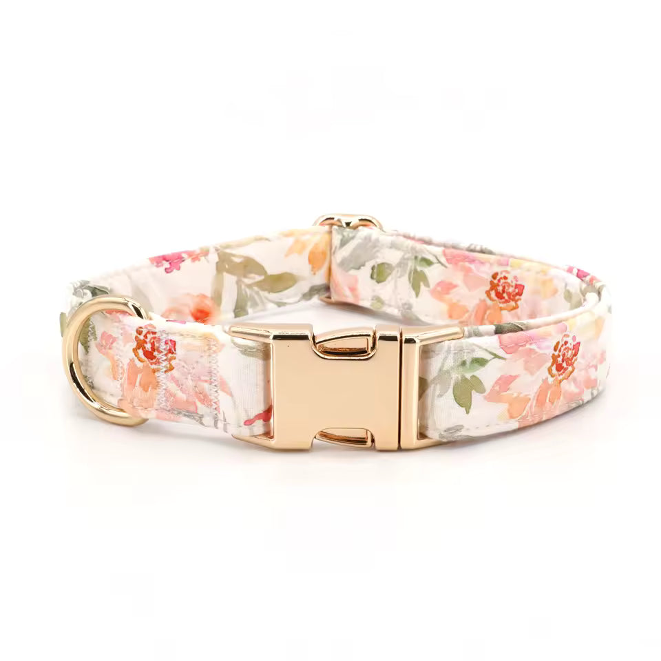 Vintage Bloom Floral Dog Collar and Leash Set