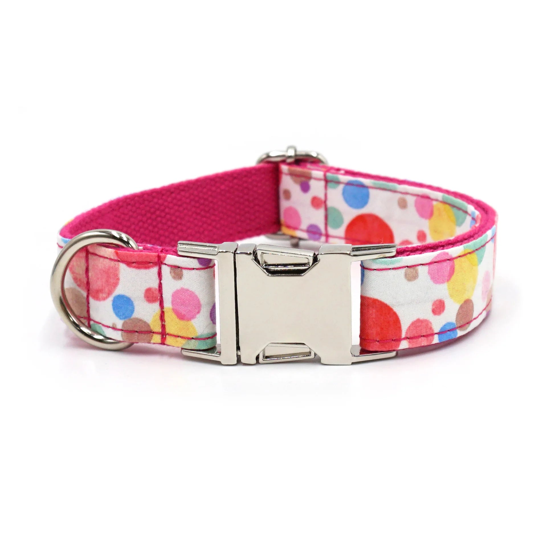 Multi Personalized Print Floral Cotton Adjustable Dog Collars -  Engravable