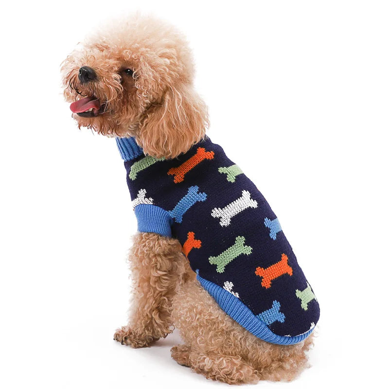 Winter Knitted Dog Sweater – Warm Striped Pullover for Small to Large Dogs