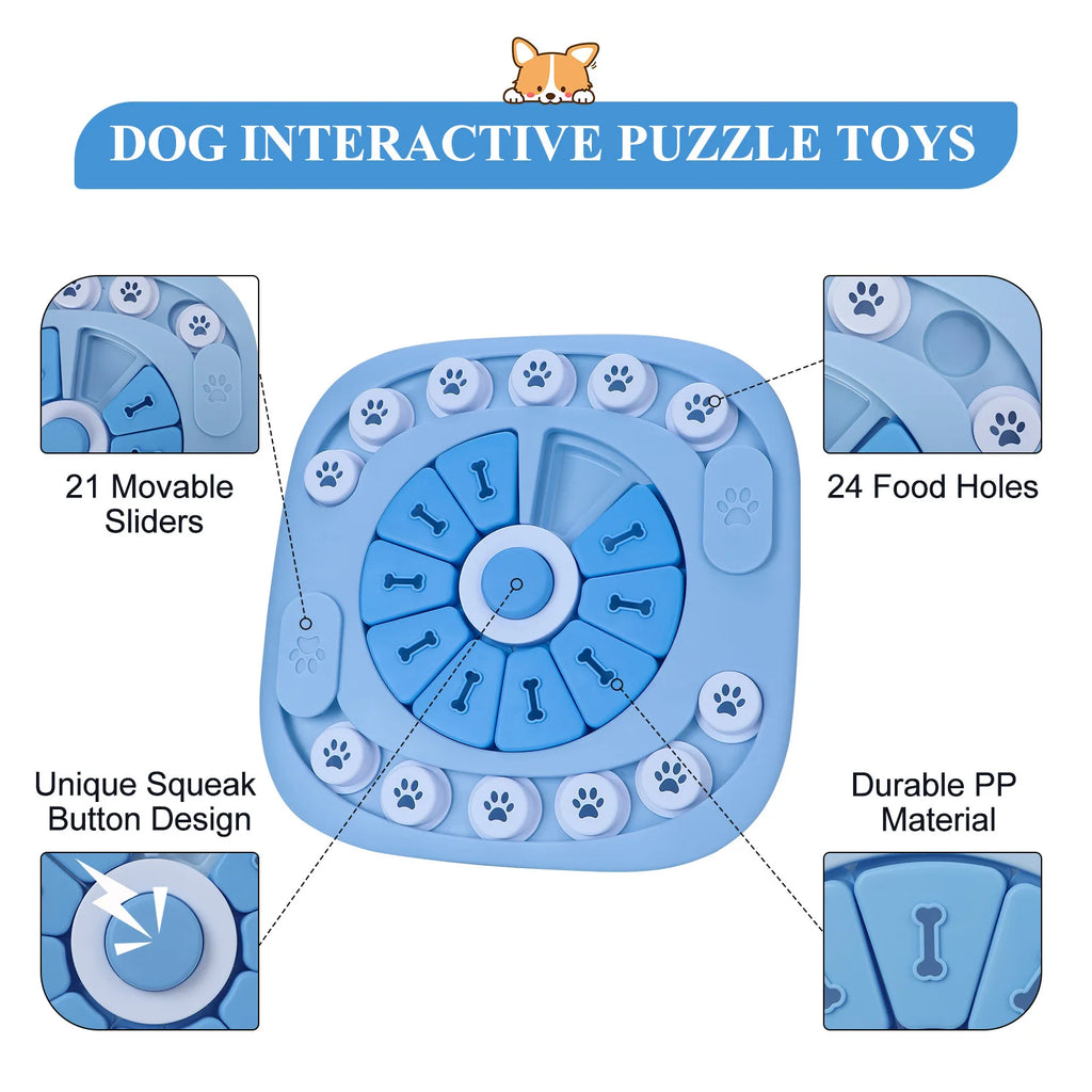 Interactive Dog Puzzle Toy – Treat Dispensing Slow Feeder for Training & Mental Stimulation