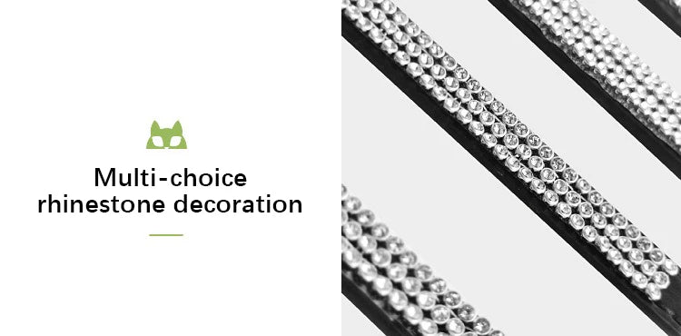 Rhinestone Dog Collar – Sparkling Crystal PU Collar for Cats & Dogs