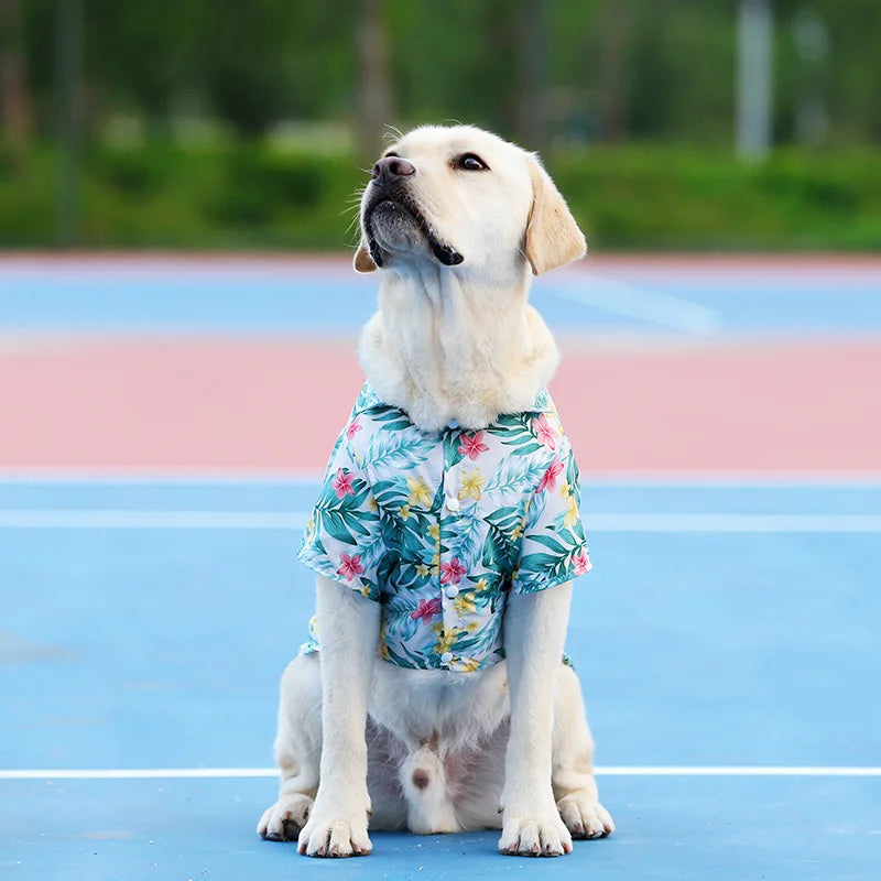 Hawaiian Beach Dog T-Shirt – Lightweight Summer Outfit for Small Dogs & Cats