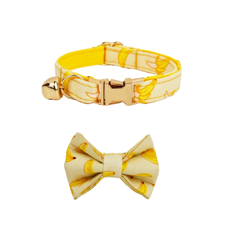 Corduroy Cat Collar Bowknot Adjustable Safety Personalized pet collar Customized Name Soft