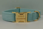 Lake Green Corduroy Personalized Dog Collar, Leash & Harness Set