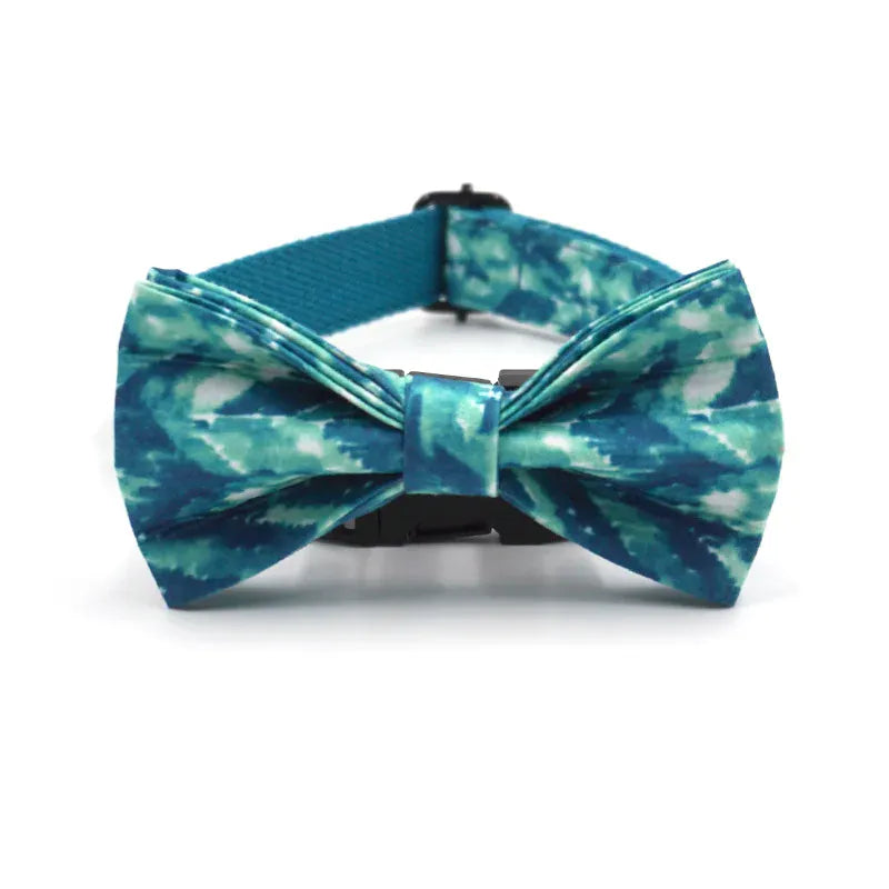 DDPaws Bowtie Collar / XS Blue tie-dye Printed Set
