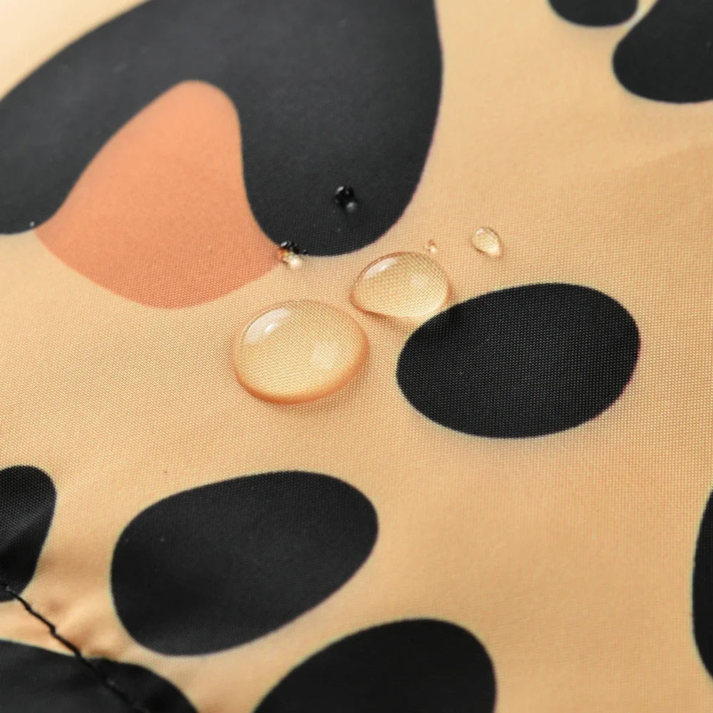 Leopard Print Winter Dog Jacket – Warm, Windproof & Stylish with D-Ring Design