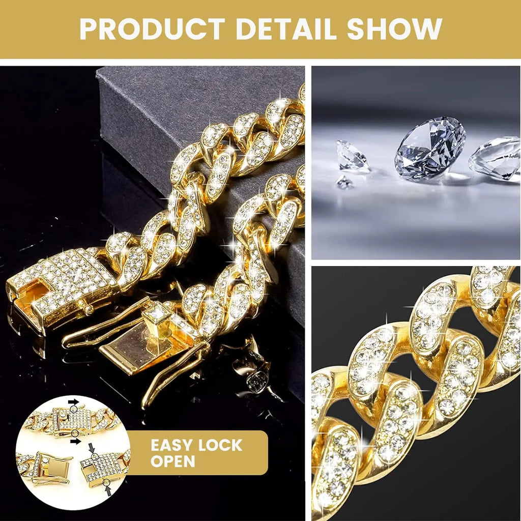 Diamond Cuban Chain Dog Collar – Luxury Pet Jewelry with Secure Buckle