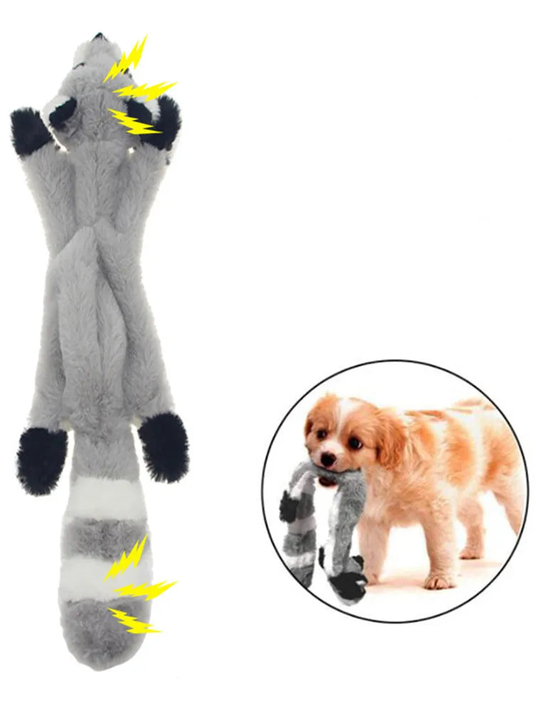 No-Stuffing Dog Toy – Plush Animal Squeak Toy with Crinkle Sound