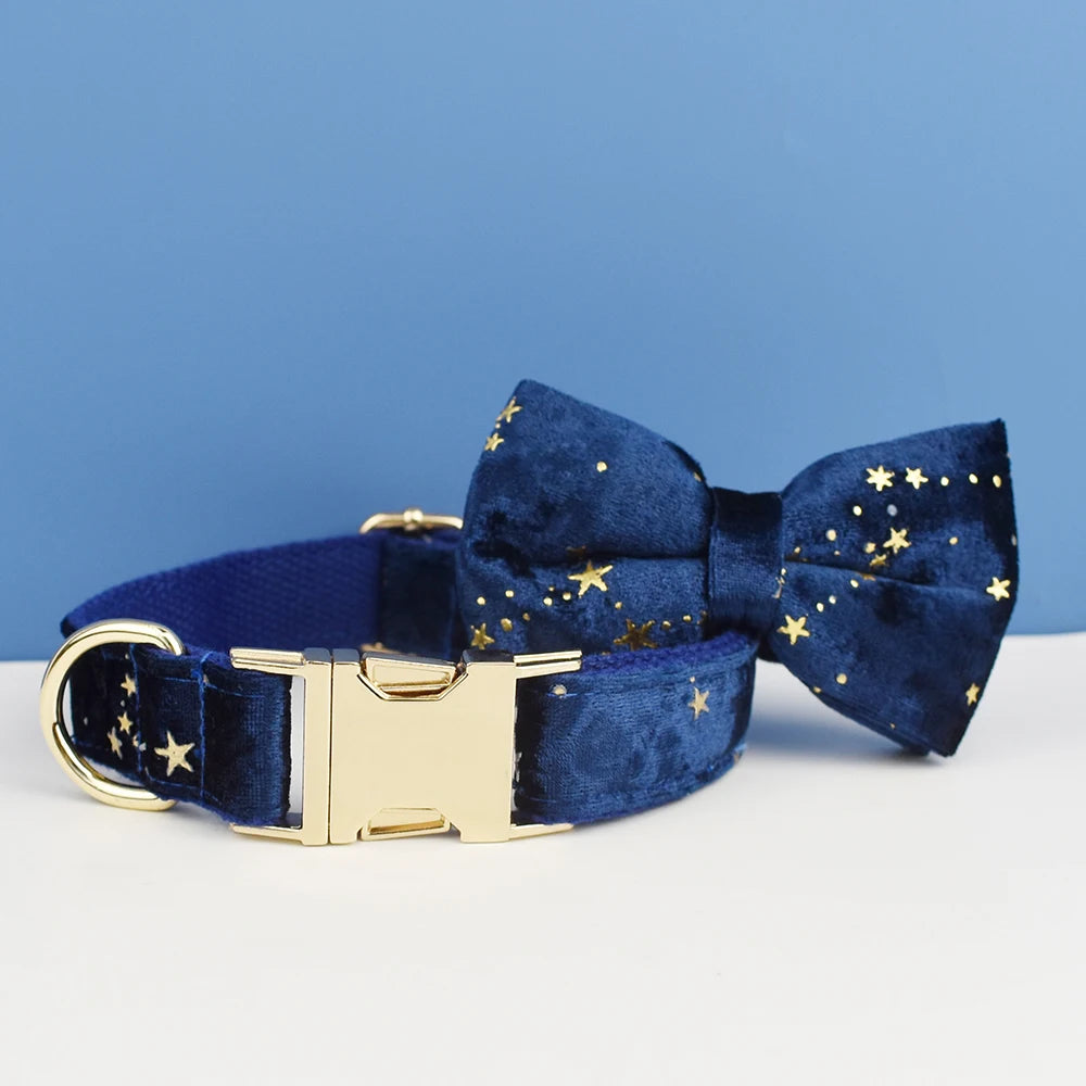 Dark Blue Personalized Dog Collar, Leash & Harness Set