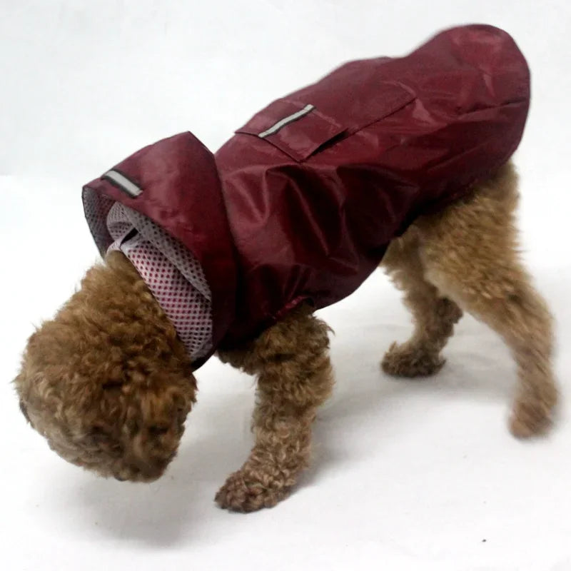 Waterproof Dog Raincoat with Reflective Stripe – Lightweight Hooded Poncho for All Seasons