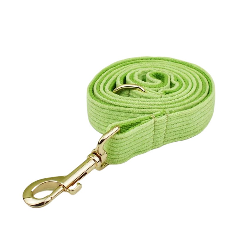 Apple Fruit Green Corduroy Personalized Dog Collar, Leash & Harness Set