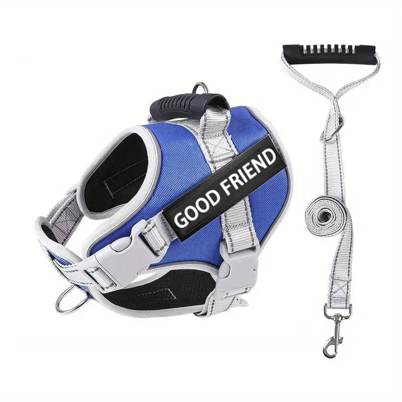 Reflective Dog Harness & Leash Set – Adjustable Comfort Vest for Small & Medium Dogs