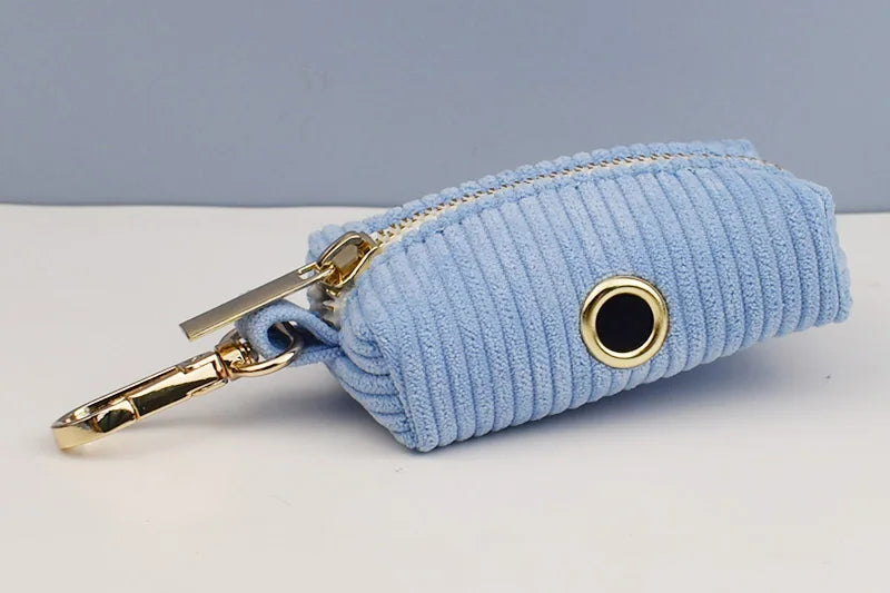 Blue Corduroy Personalized Dog Collar, Leash & Harness Set