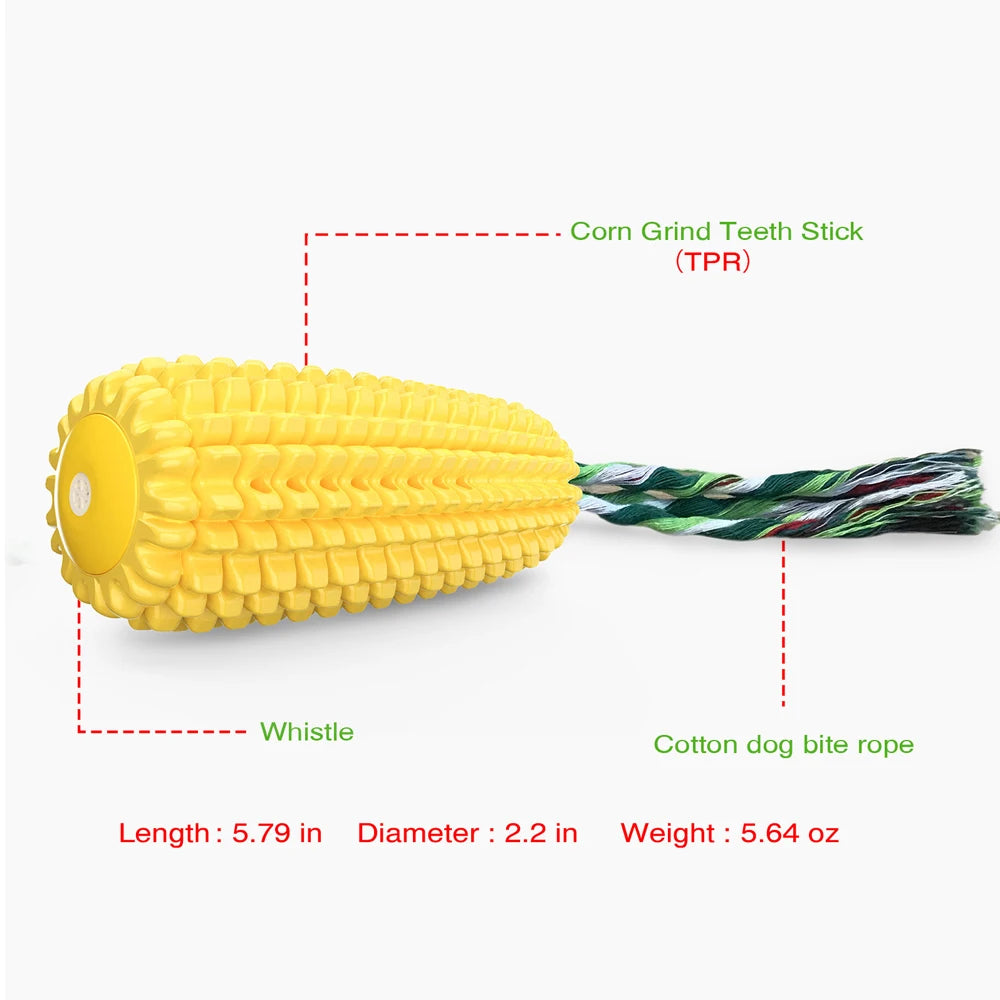 Squeaky Corn Dog Toy – Durable Elastic Chew Toy for Teeth Cleaning & IQ Training