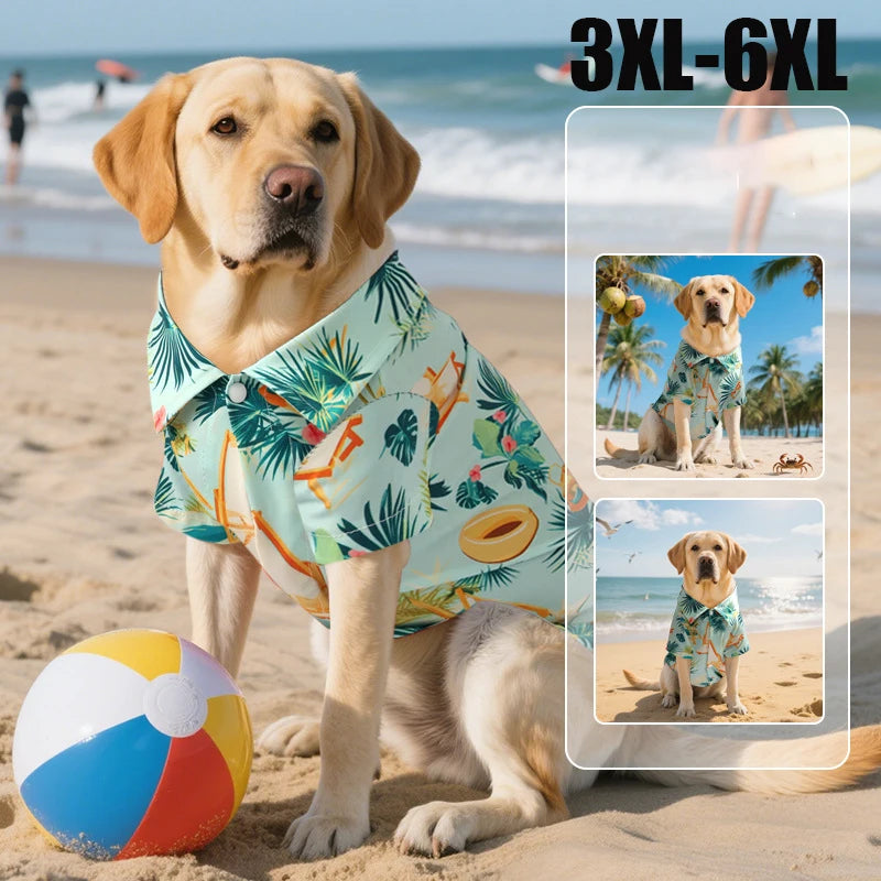 Hawaiian Style Dog Shirt – Summer Beach Outfit for Medium & Large Dogs