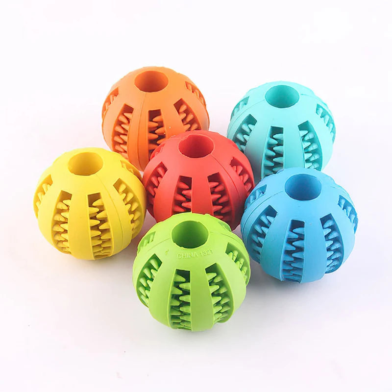 Rubber Dog Ball Toy – Interactive Chew & Food Dispensing Ball for Small Dogs